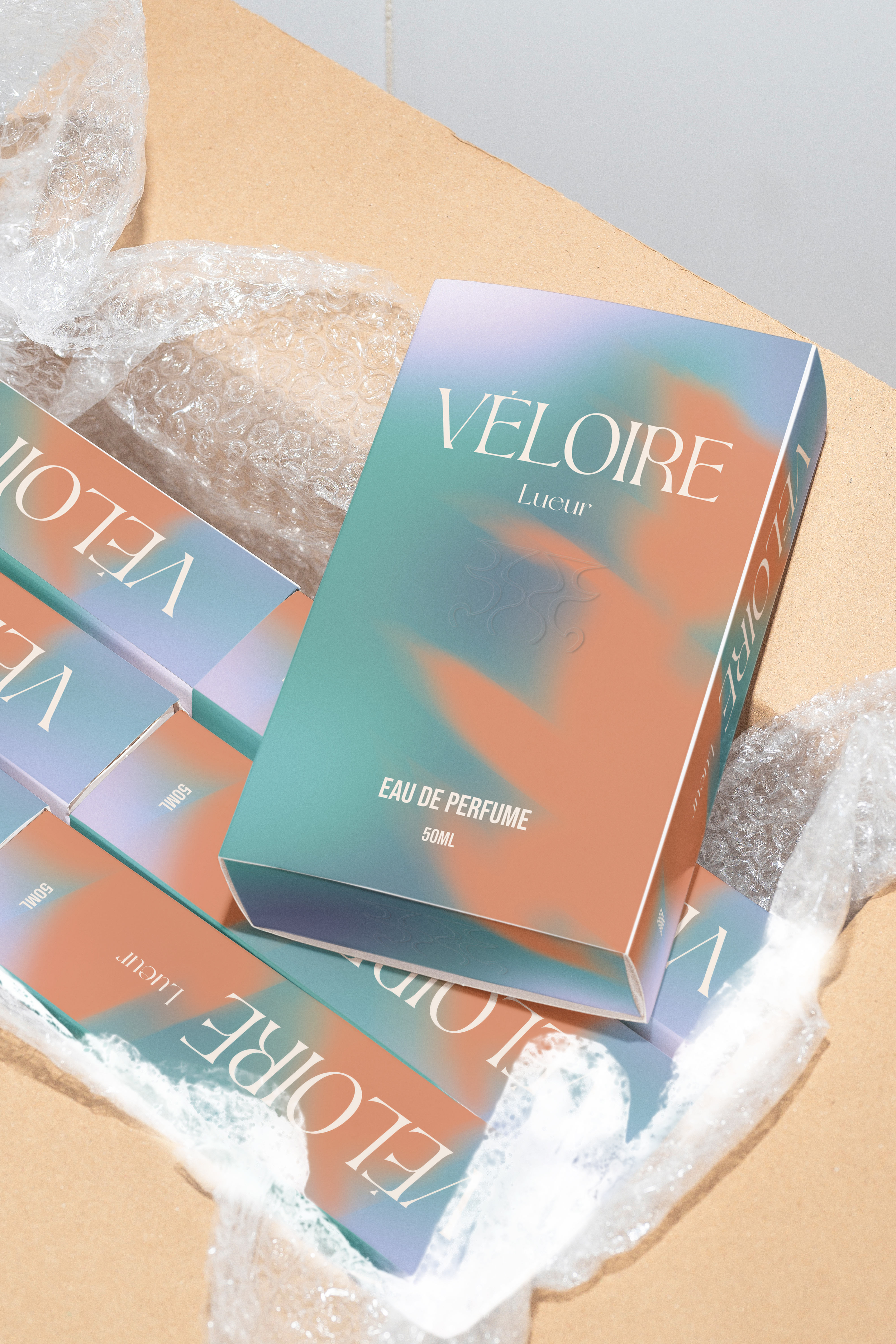 Boxes with perfume from Véloire.