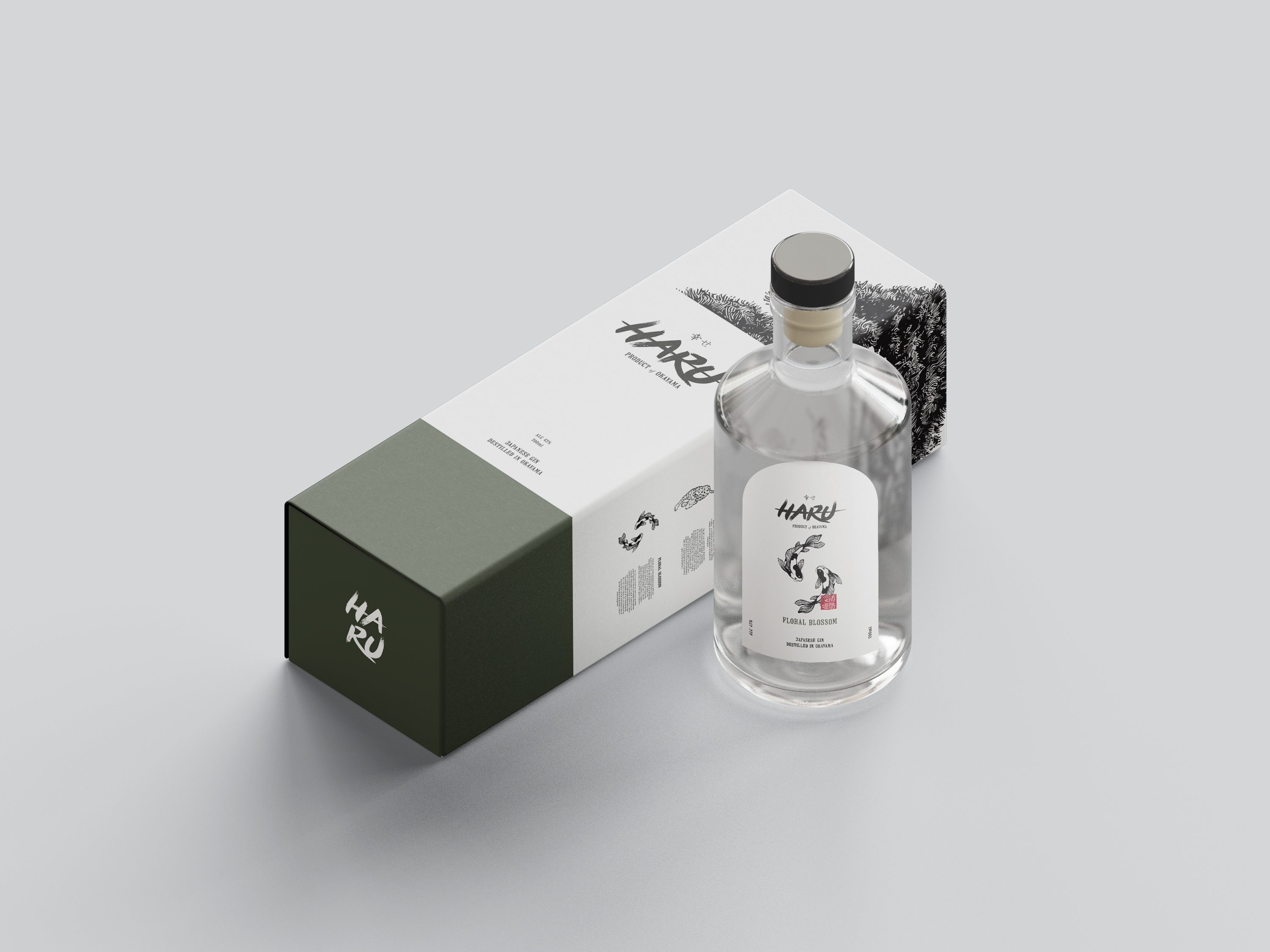 A bottle of gin and the box it comes in.